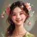 老粉花花头像，女性温柔笑容